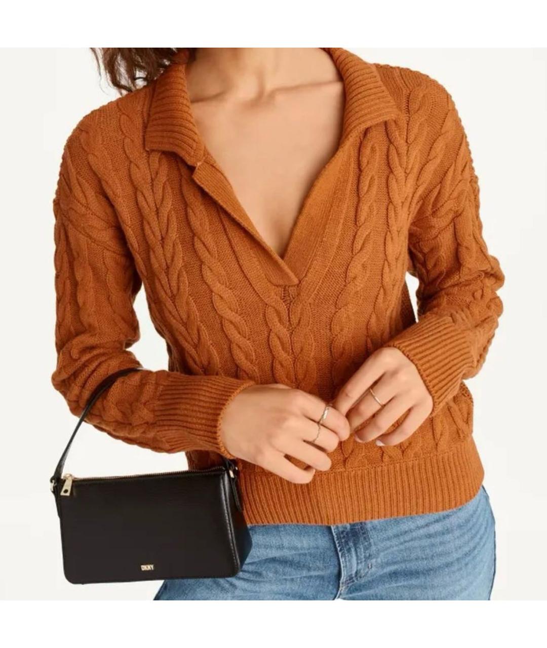 DKNY Черная кожаная сумка с короткими ручками, фото 4