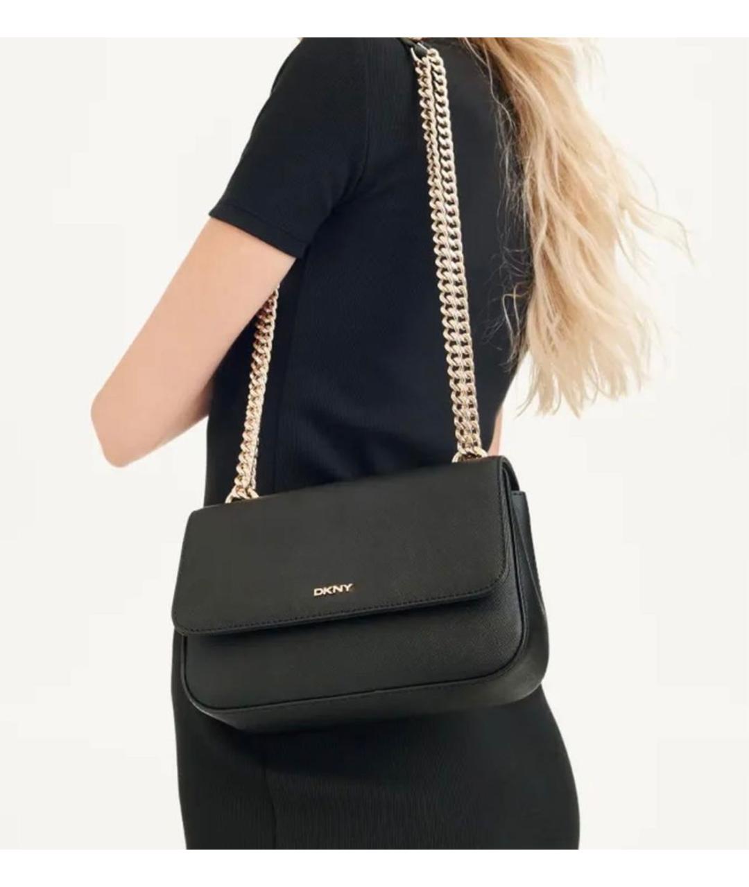 DKNY Черная кожаная сумка через плечо, фото 4