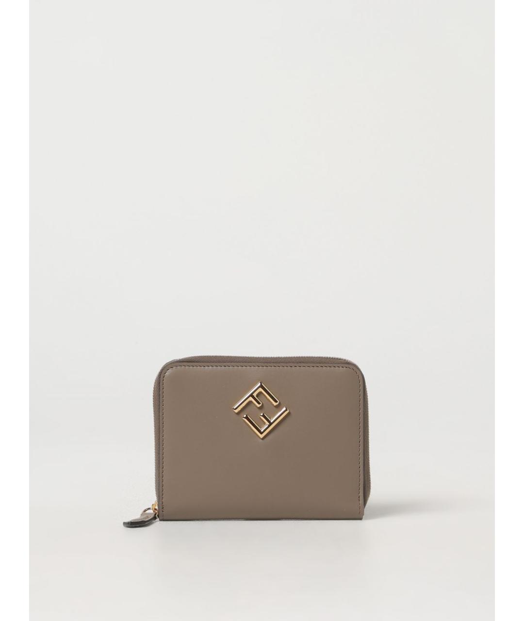 FENDI Бежевый кожаный кошелек, фото 4