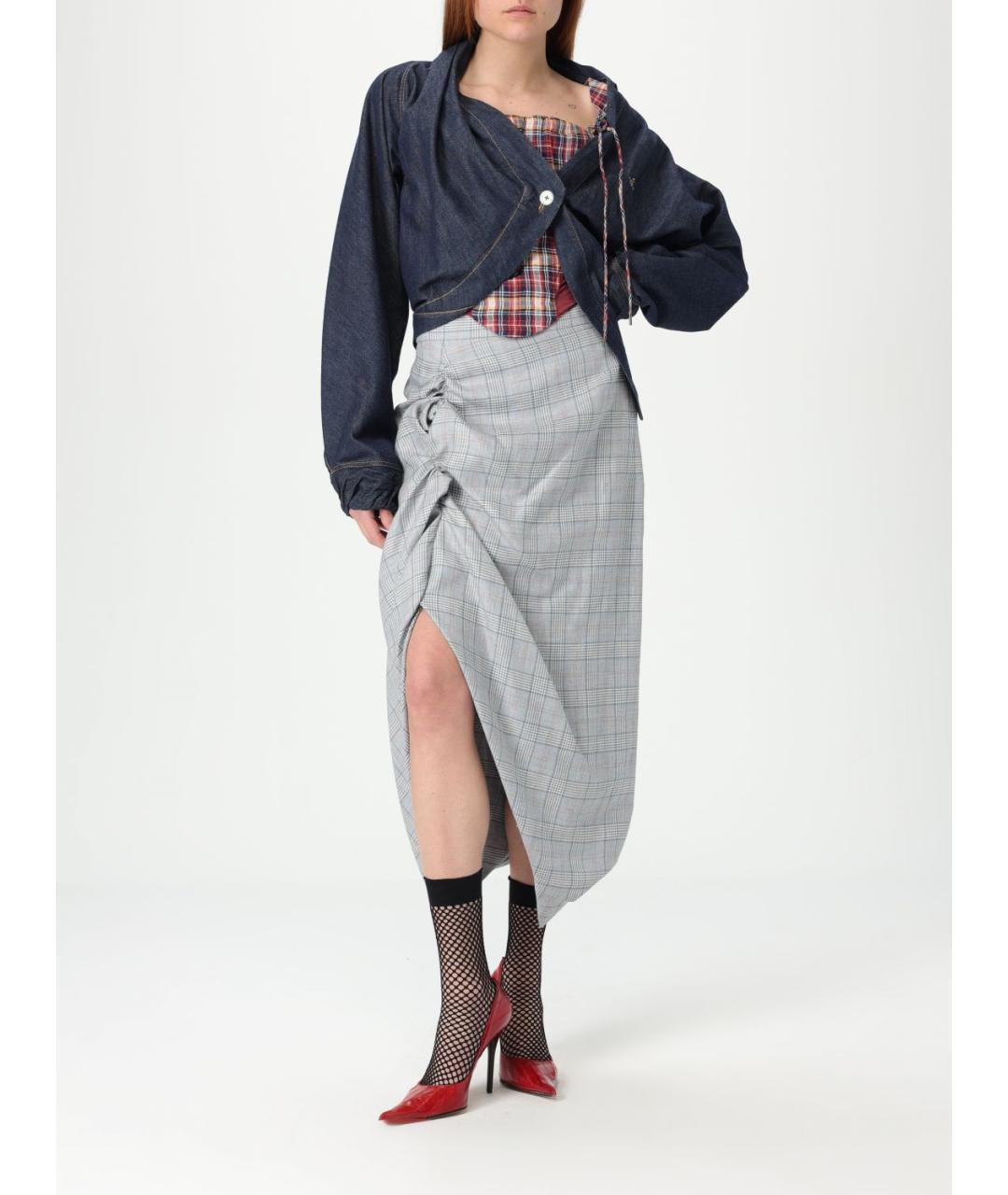 VIVIENNE WESTWOOD Серая синтетическая юбка миди, фото 6