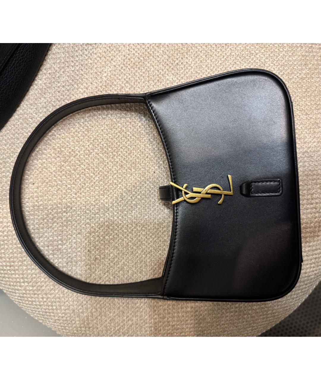 SAINT LAURENT Черная кожаная сумка с короткими ручками, фото 7
