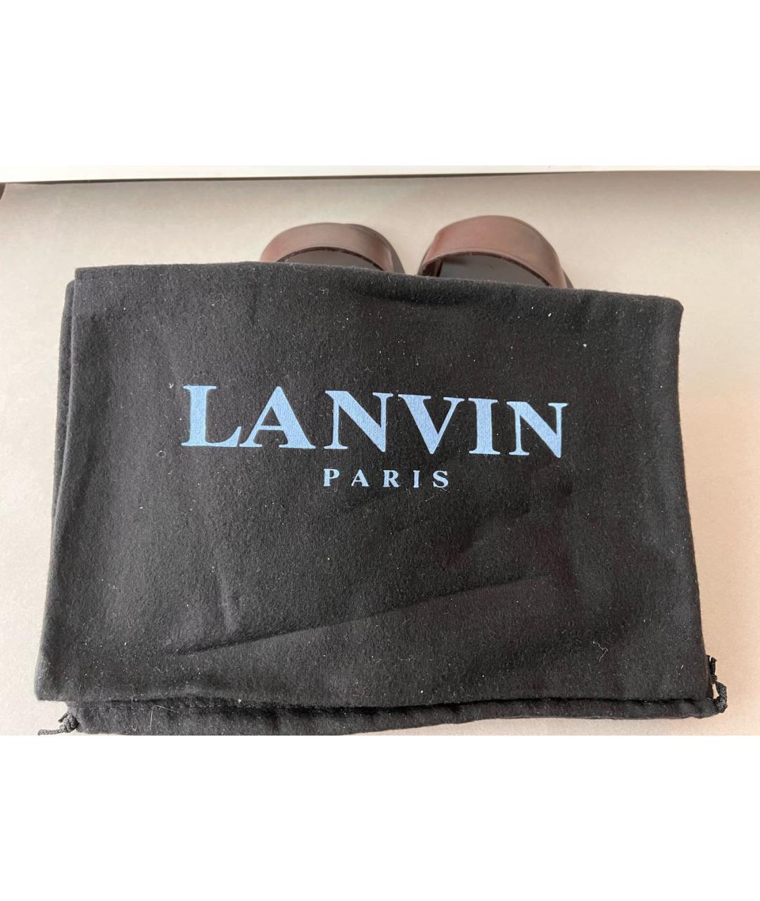 LANVIN Коричневые кожаные сандалии, фото 5