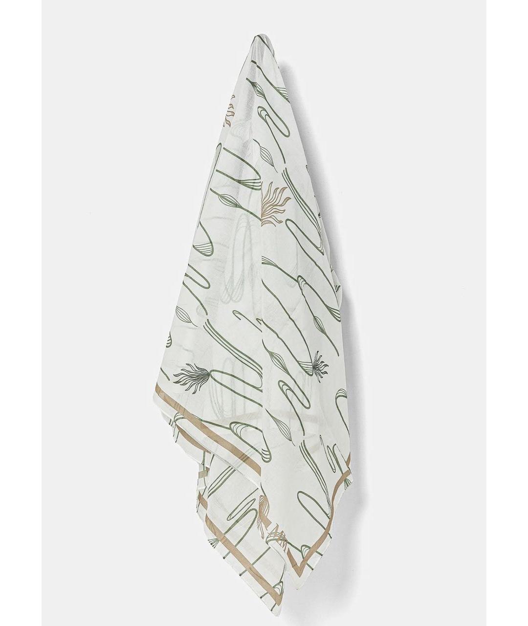 MAX MARA Белый хлопковый платок, фото 4