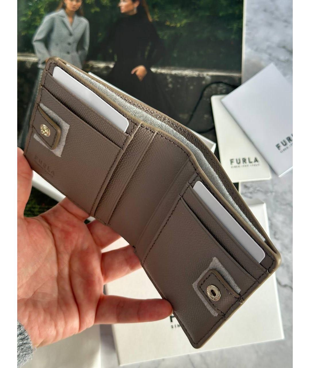 FURLA Серый кожаный кошелек, фото 6