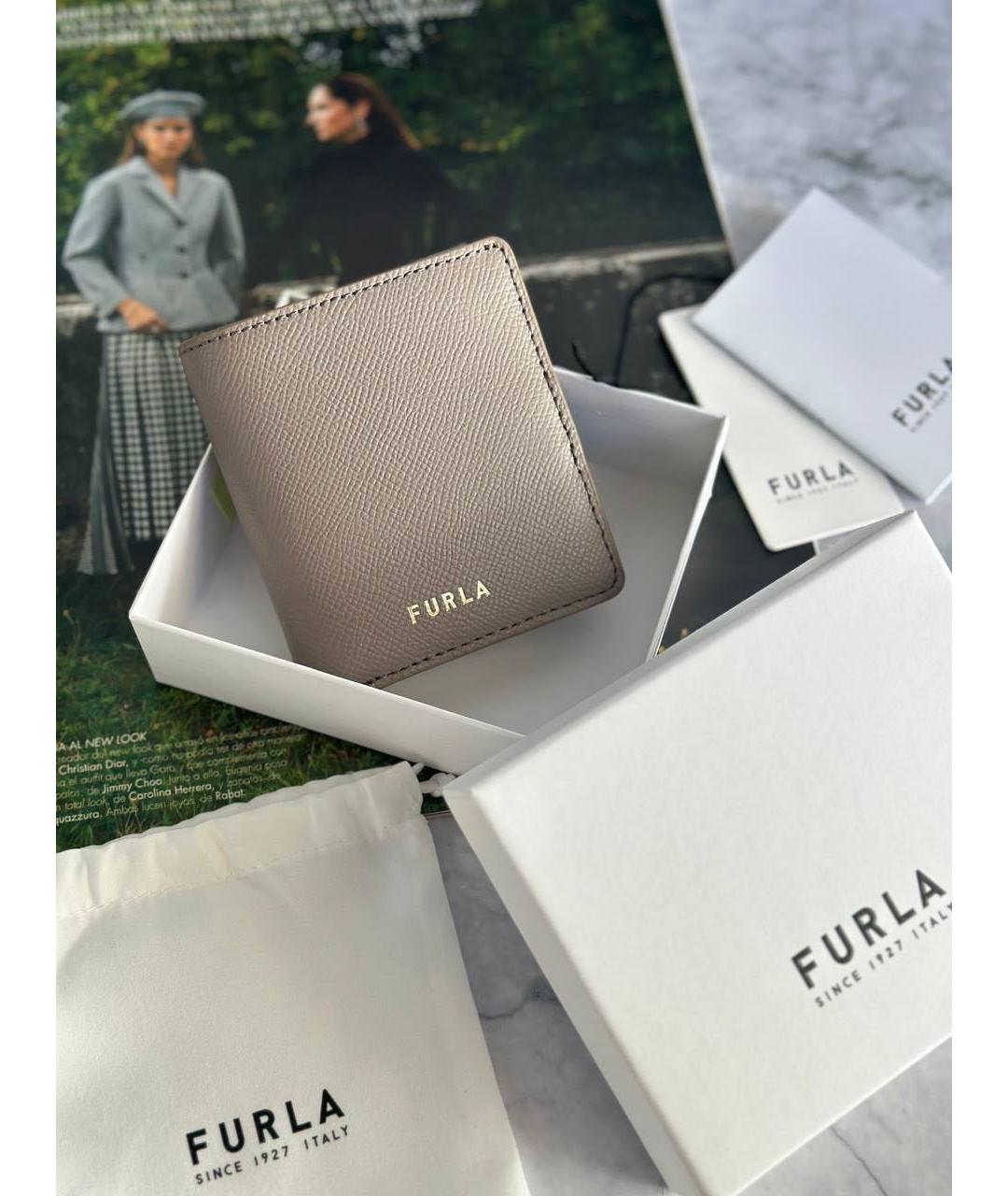 FURLA Серый кожаный кошелек, фото 4