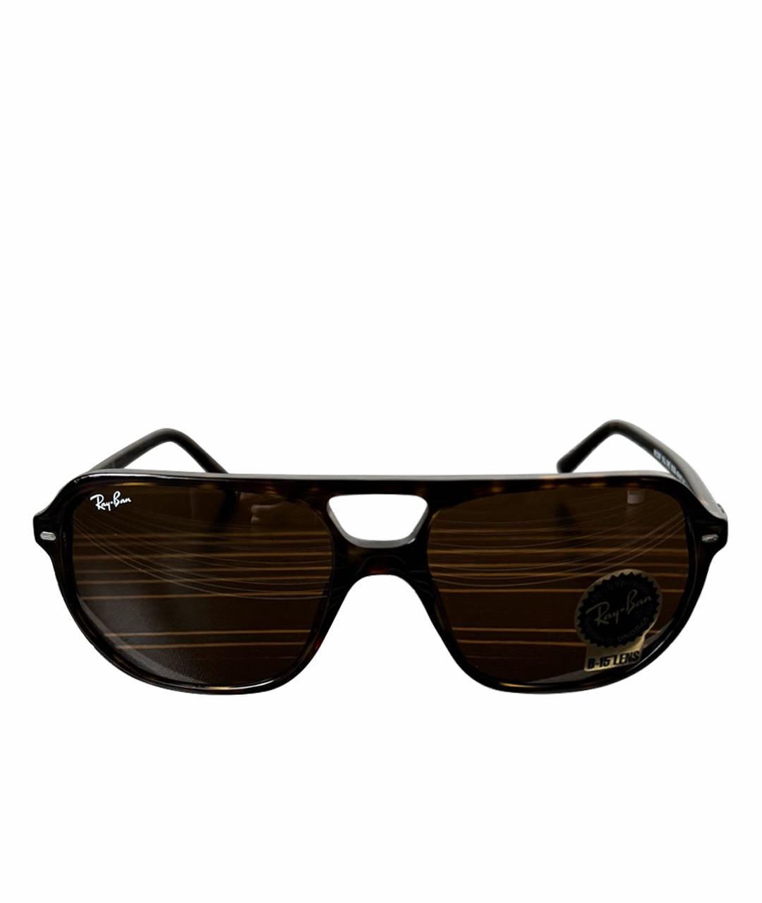 RAY BAN Коричневые пластиковые солнцезащитные очки, фото 1