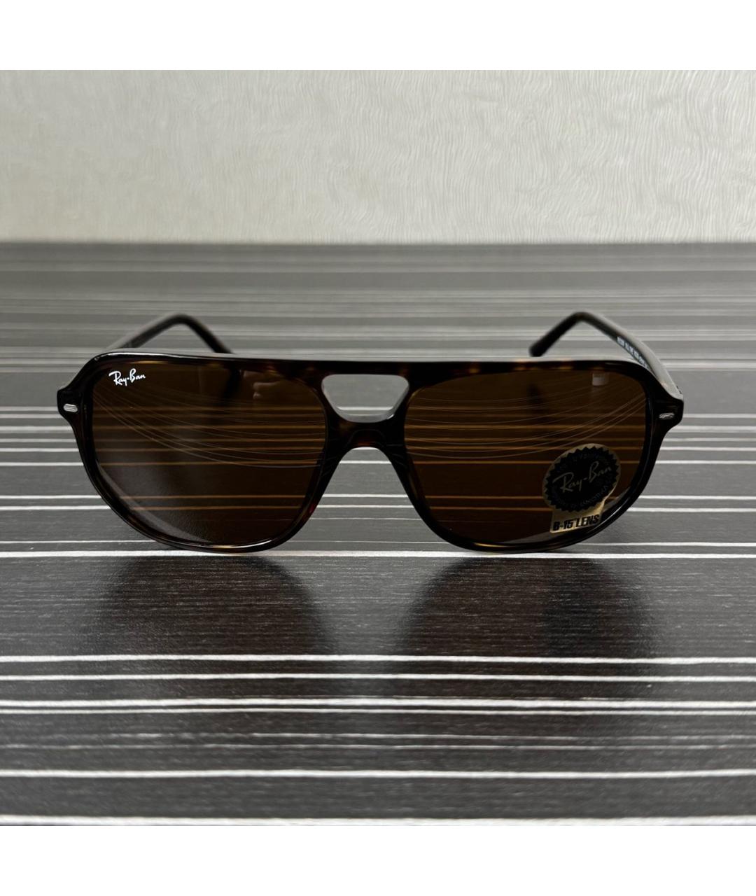 RAY BAN Коричневые пластиковые солнцезащитные очки, фото 5
