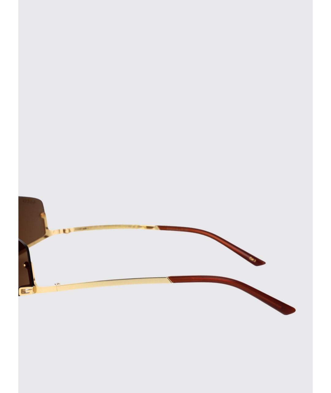 GUCCI Золотые металлические солнцезащитные очки, фото 3