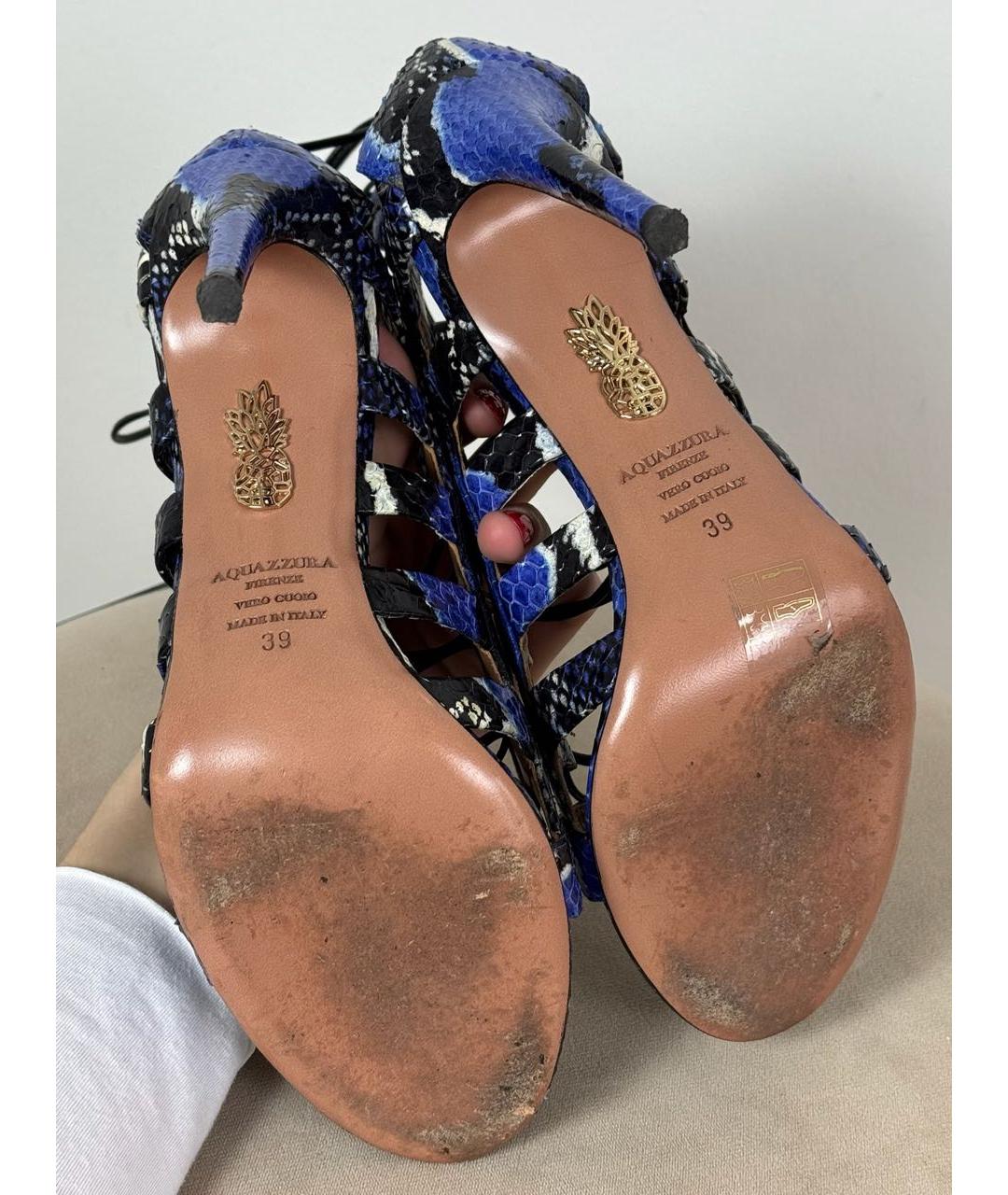 AQUAZZURA Мульти кожаные босоножки, фото 4
