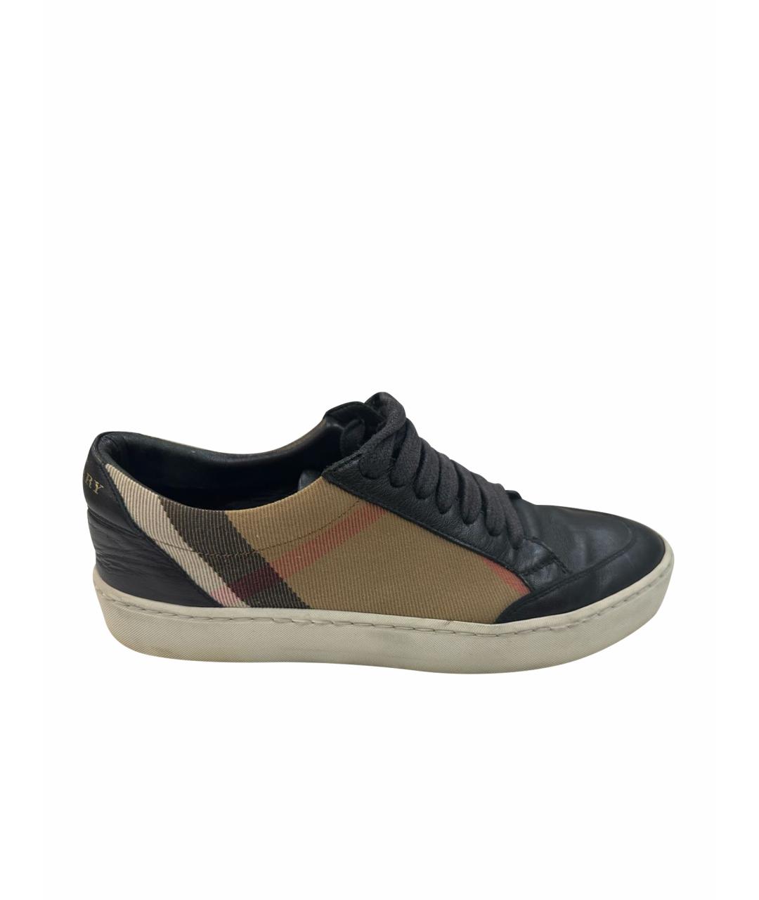 BURBERRY Черные кожаные кеды, фото 1