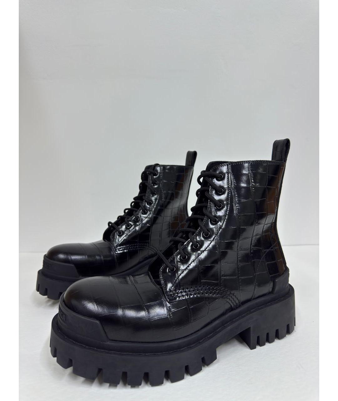 BALENCIAGA Черные кожаные ботинки, фото 3