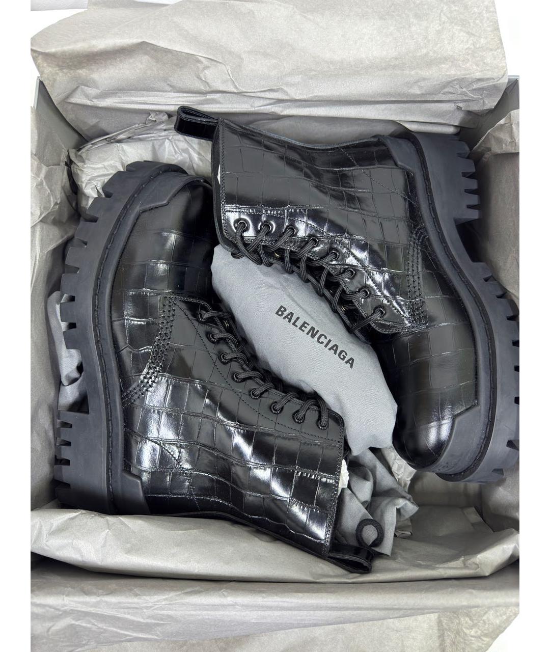 BALENCIAGA Черные кожаные ботинки, фото 8
