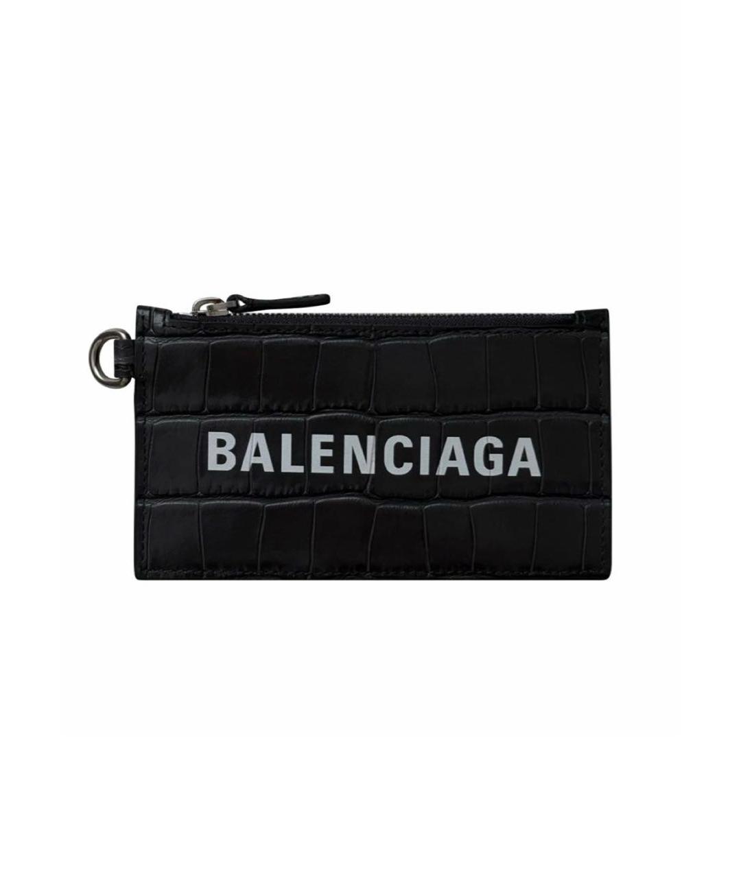 BALENCIAGA Антрацитовый кожаный кардхолдер, фото 1