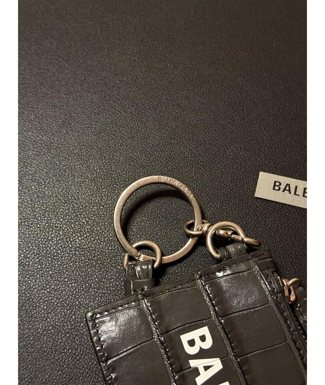 BALENCIAGA Антрацитовый кожаный кардхолдер, фото 5