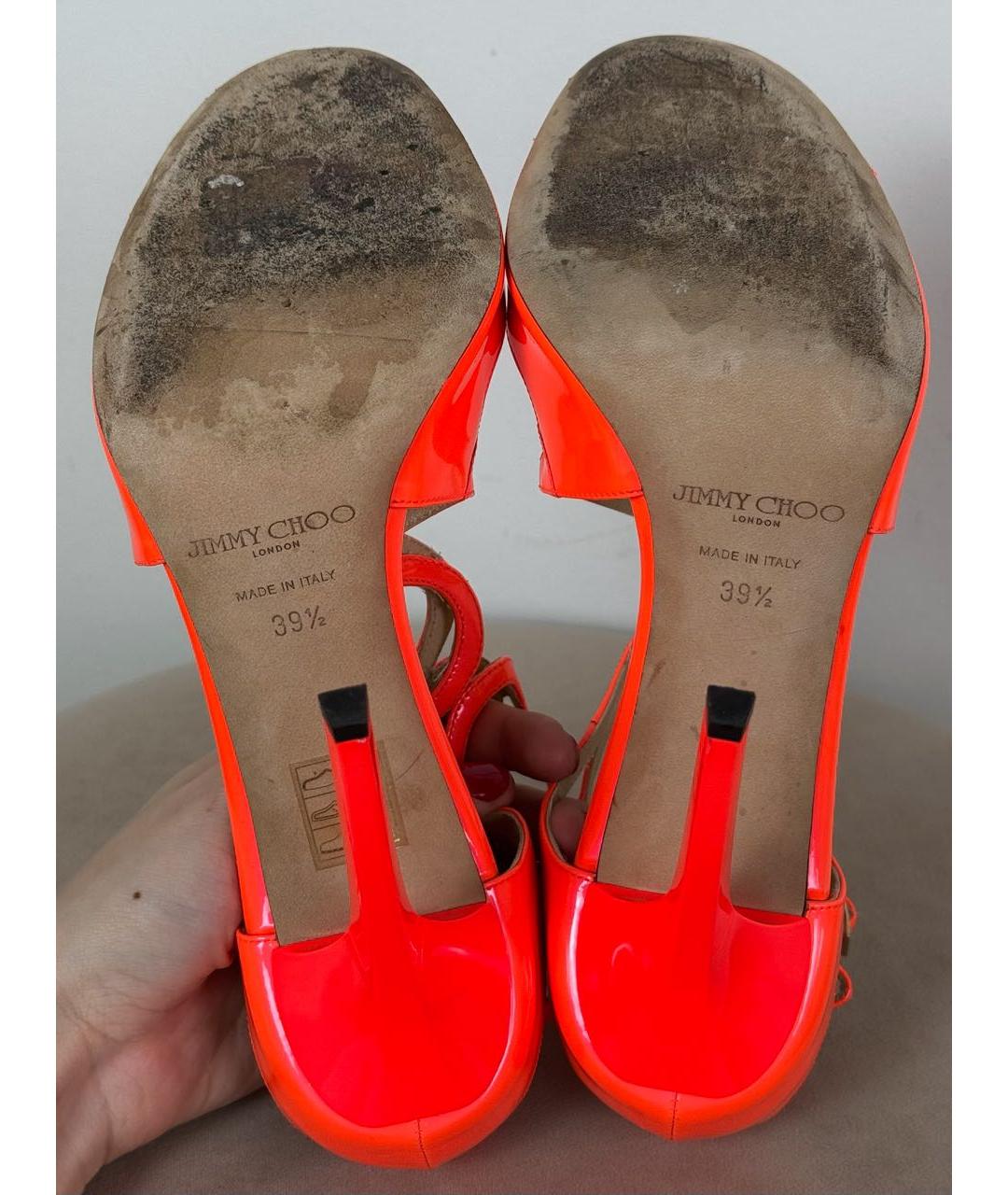 JIMMY CHOO Оранжевое босоножки из лакированной кожи, фото 3