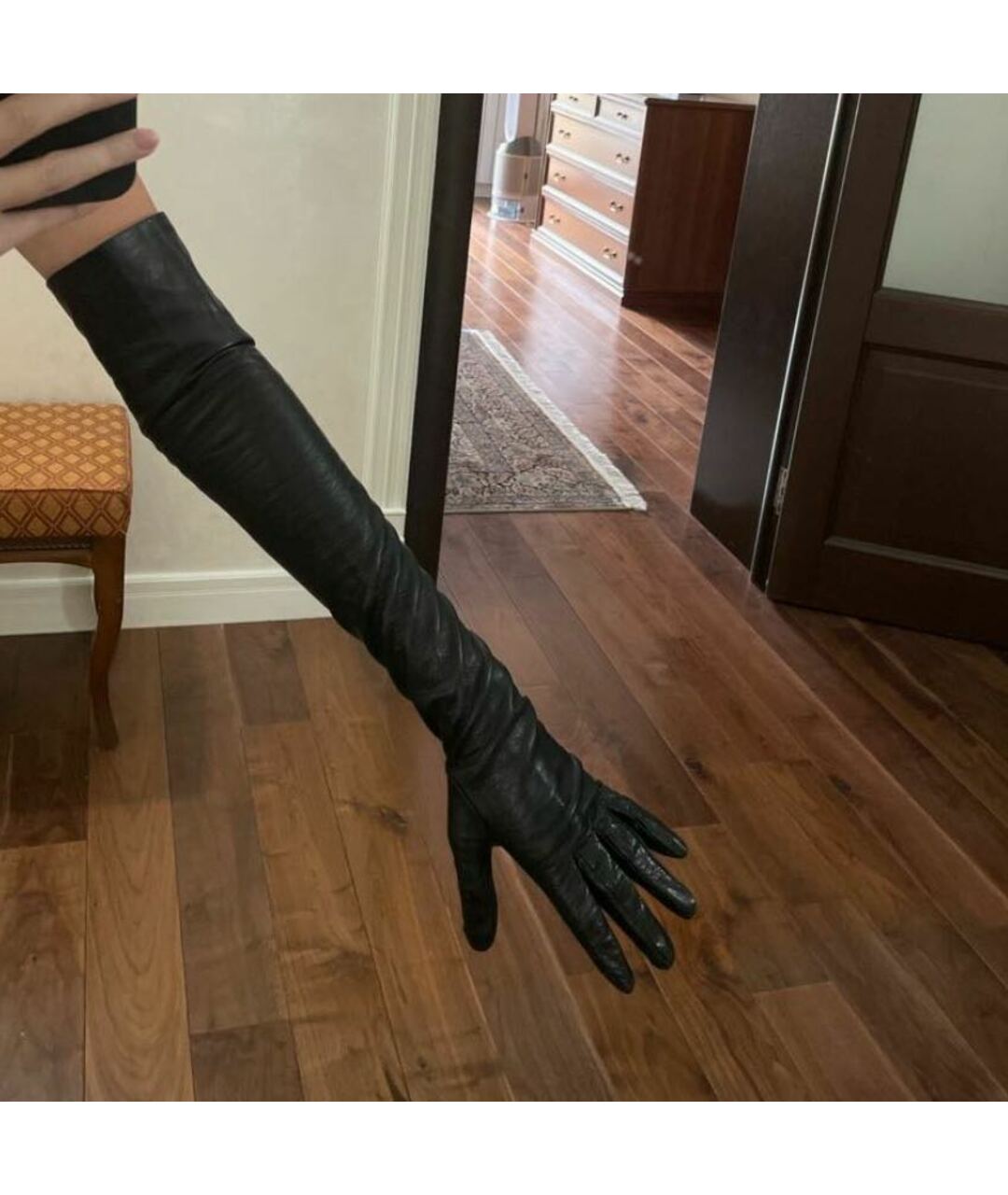 BRASCHI Черные кожаные перчатки, фото 4
