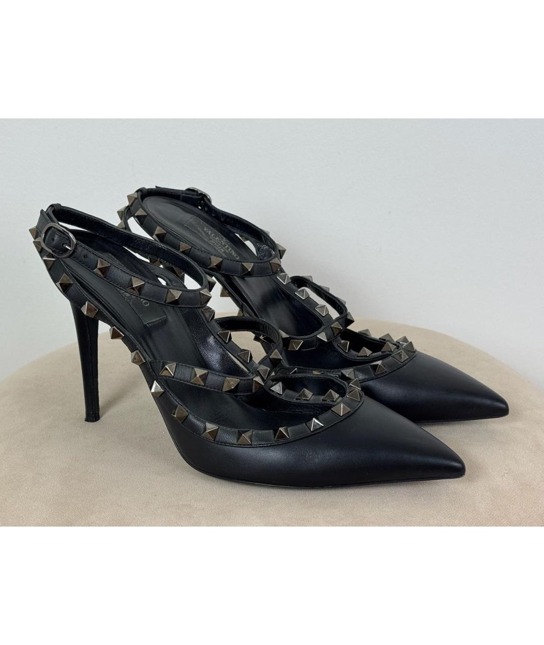 VALENTINO Черные кожаные босоножки, фото 2