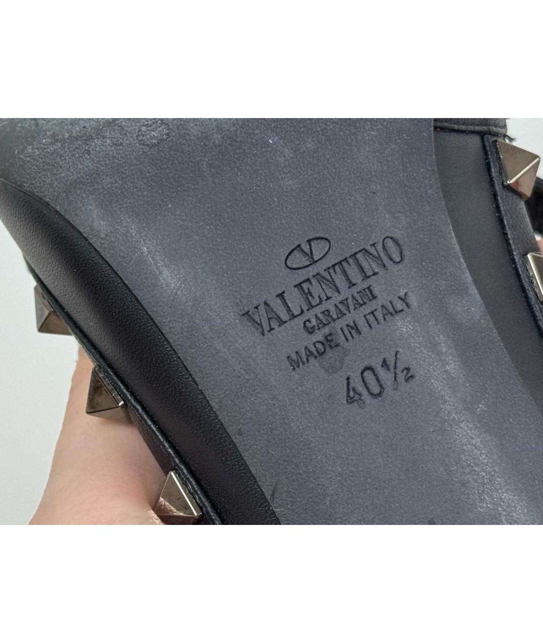 VALENTINO Черные кожаные босоножки, фото 4