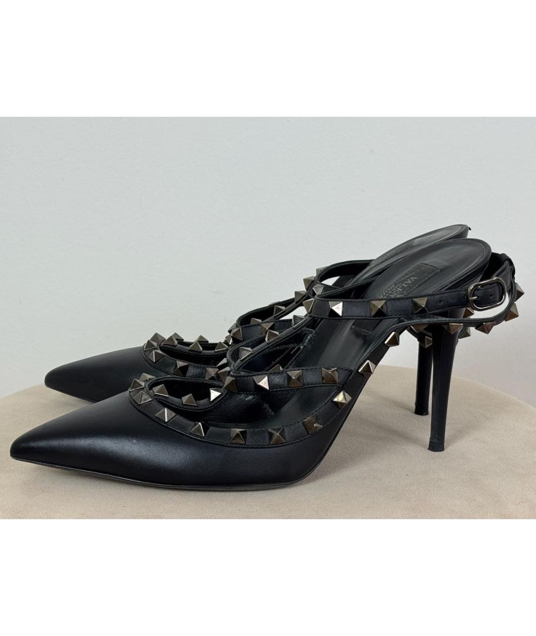 VALENTINO Черные кожаные босоножки, фото 8