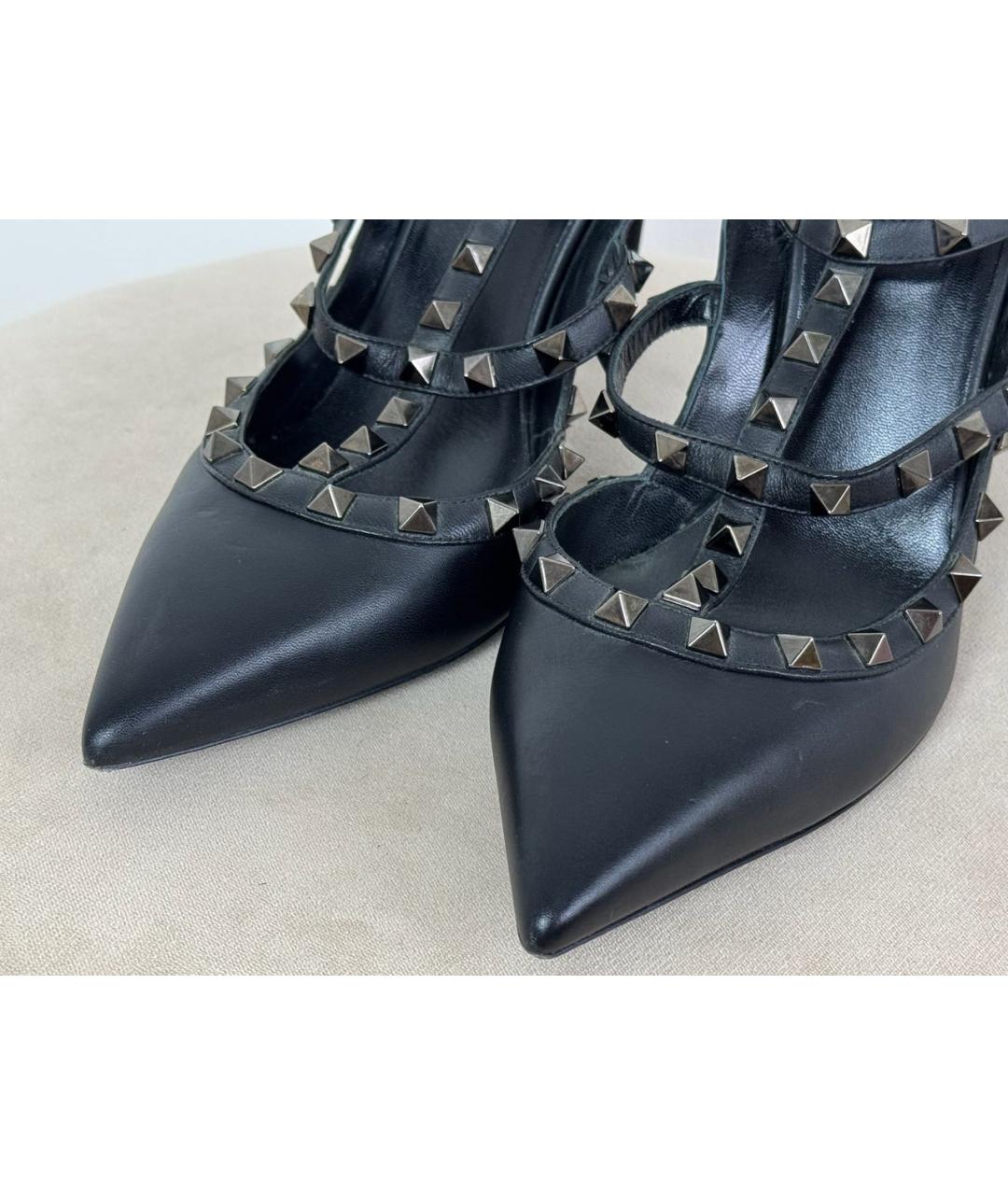 VALENTINO Черные кожаные босоножки, фото 7