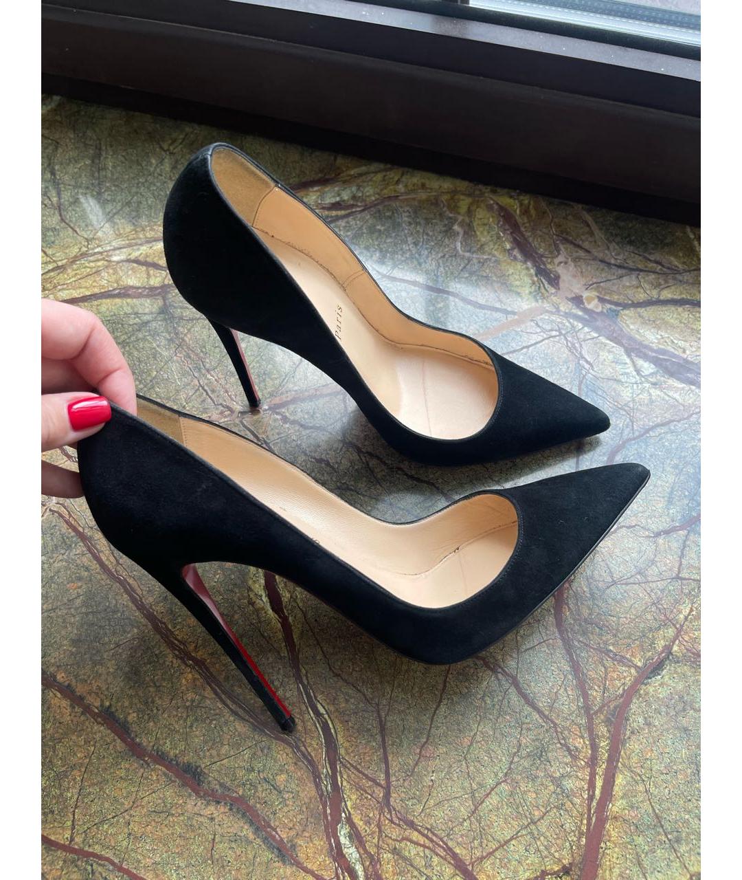 CHRISTIAN LOUBOUTIN Черные замшевые туфли, фото 5