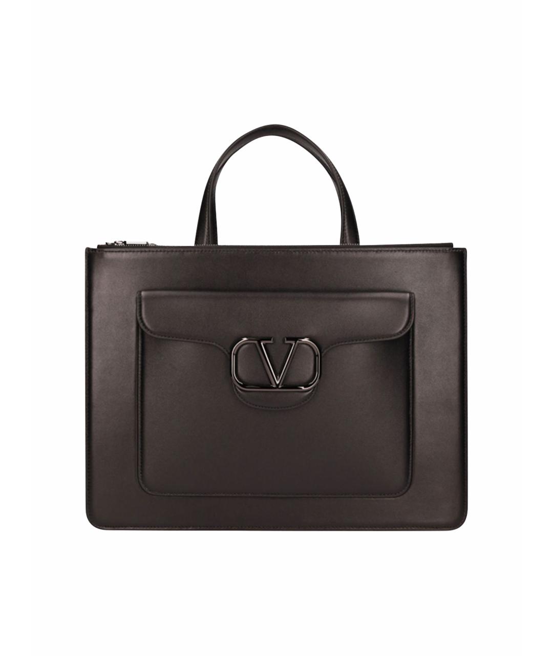 VALENTINO Черная кожаная сумка тоут, фото 1