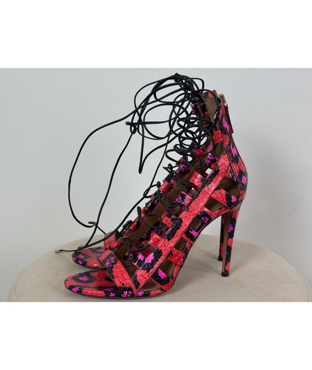 AQUAZZURA Розовые кожаные босоножки, фото 9