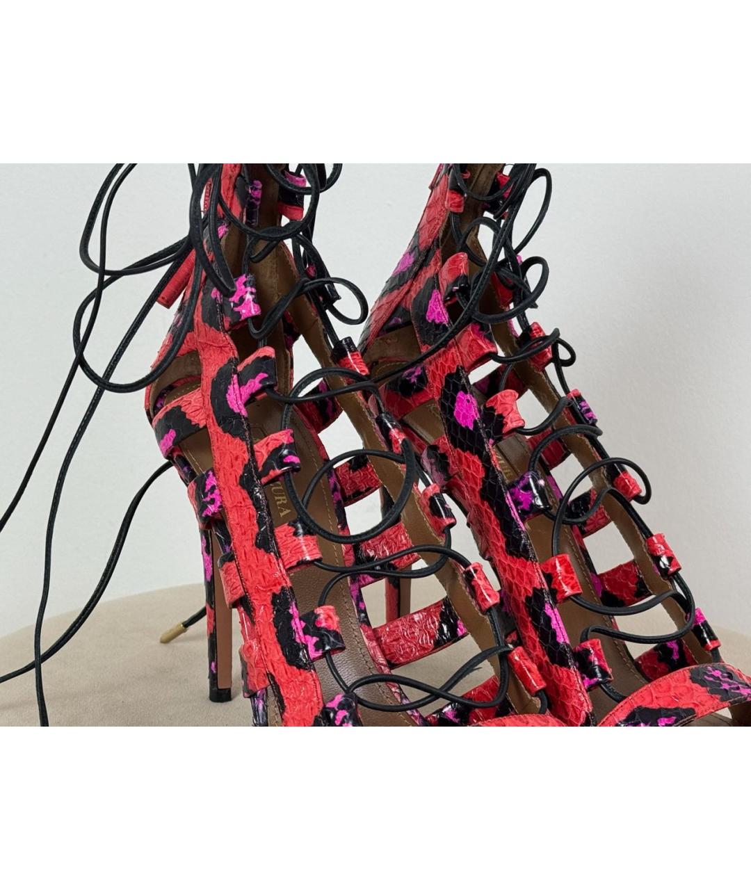 AQUAZZURA Розовые кожаные босоножки, фото 8