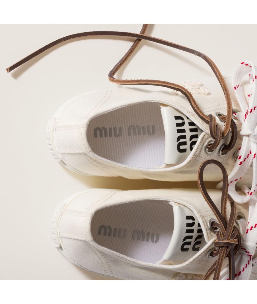 MIU MIU Белые текстильные кеды, фото 4