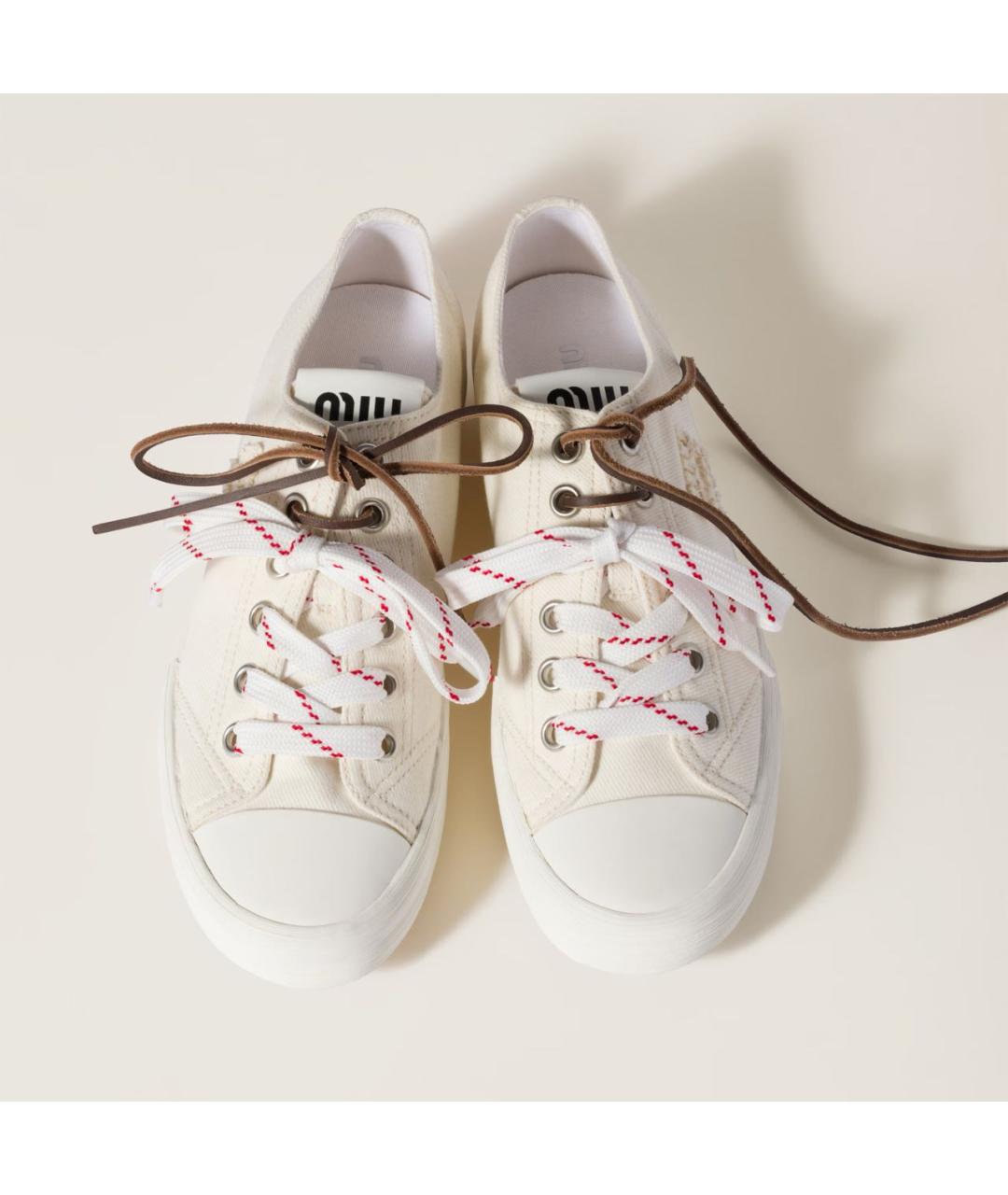 MIU MIU Белые текстильные кеды, фото 2