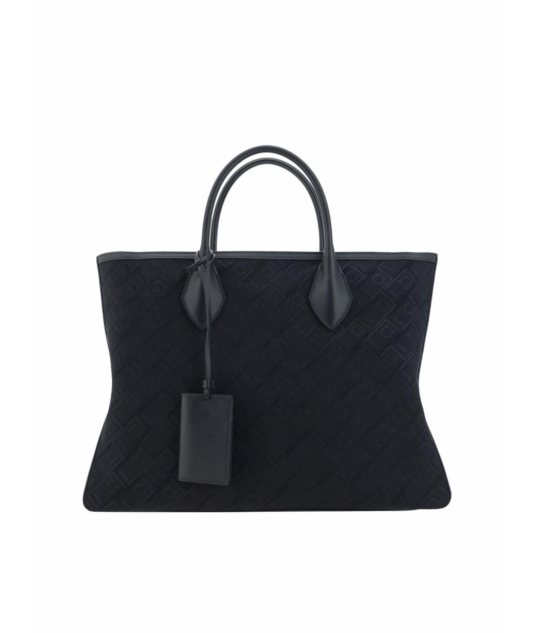 FERRAGAMO Черная тканевая сумка тоут, фото 1