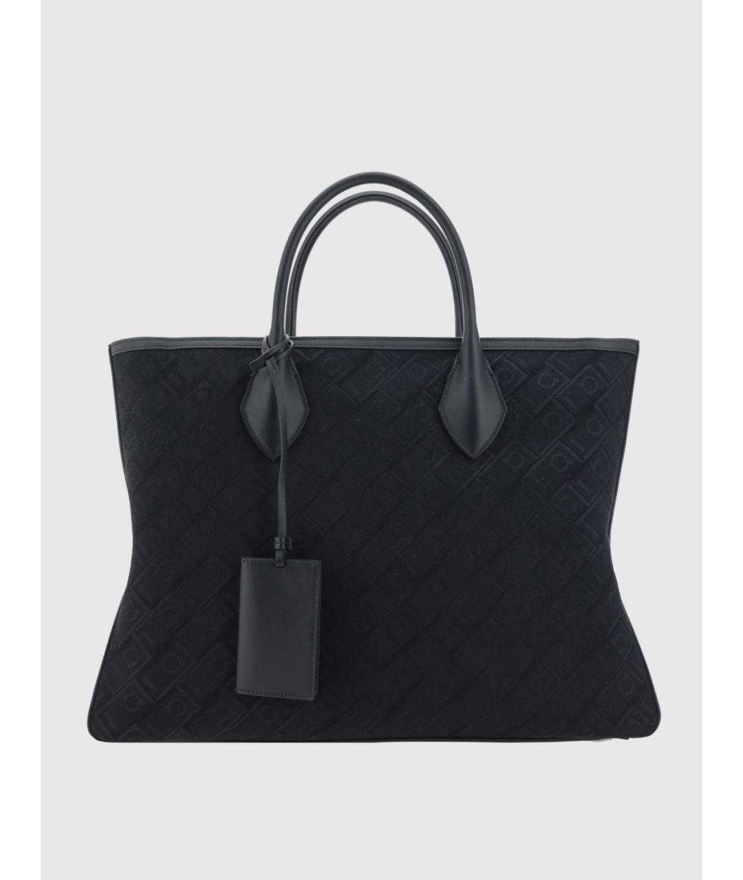 FERRAGAMO Черная тканевая сумка тоут, фото 4