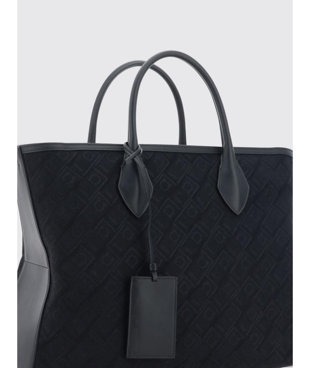 FERRAGAMO Черная тканевая сумка тоут, фото 3