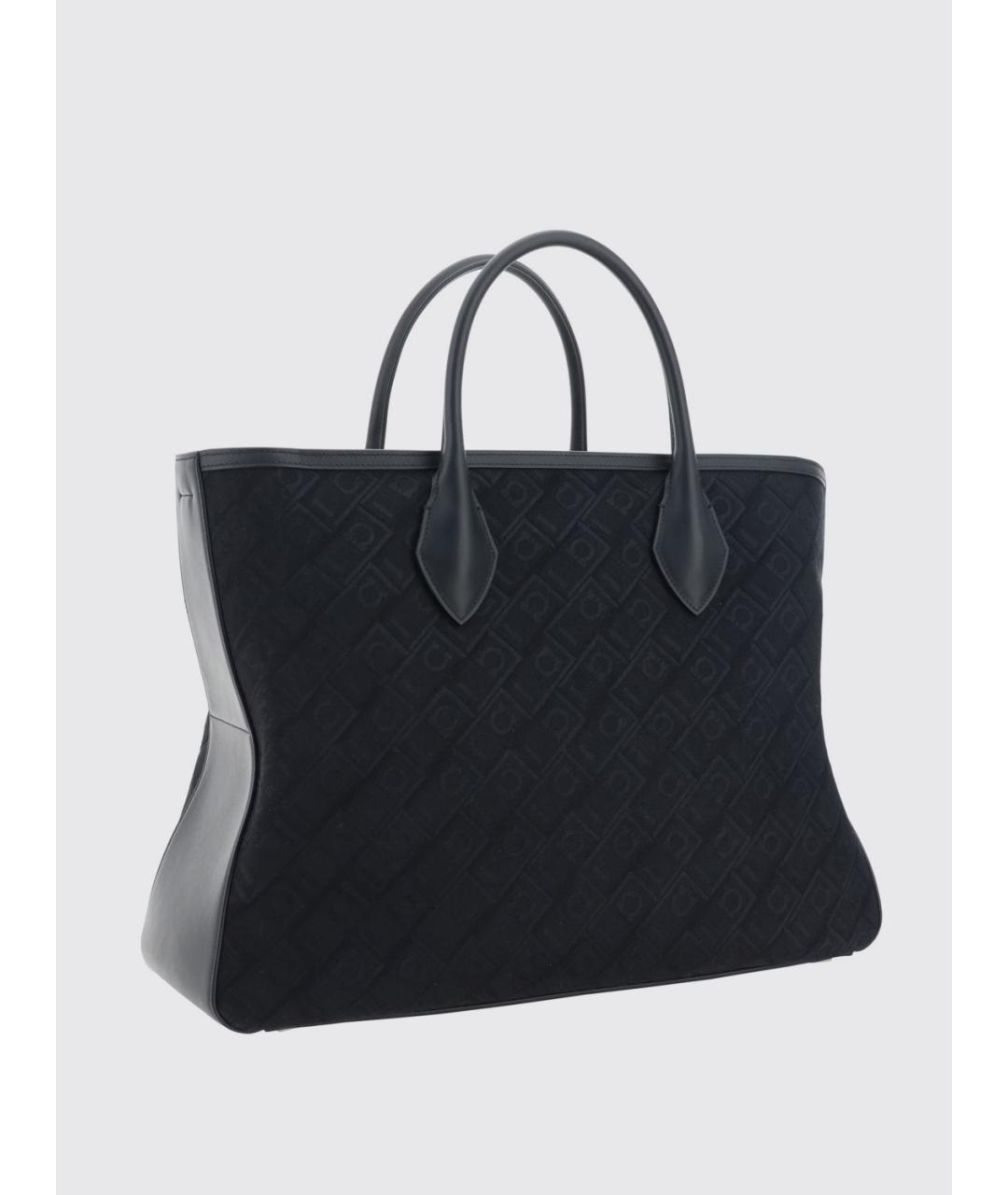 FERRAGAMO Черная тканевая сумка тоут, фото 2