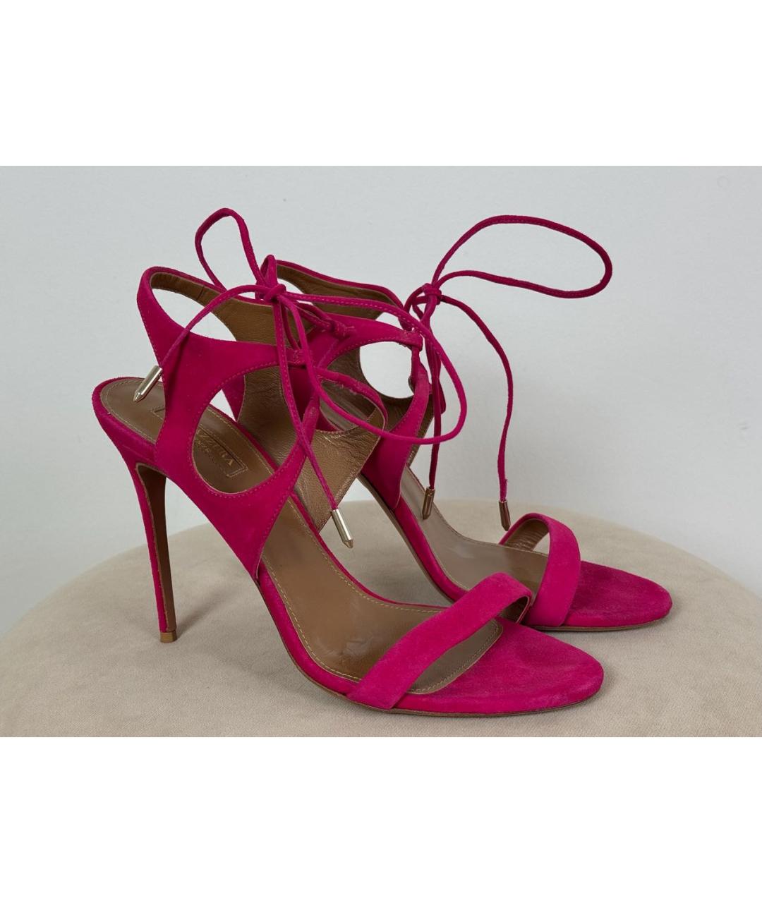 AQUAZZURA Розовые замшевые босоножки, фото 9
