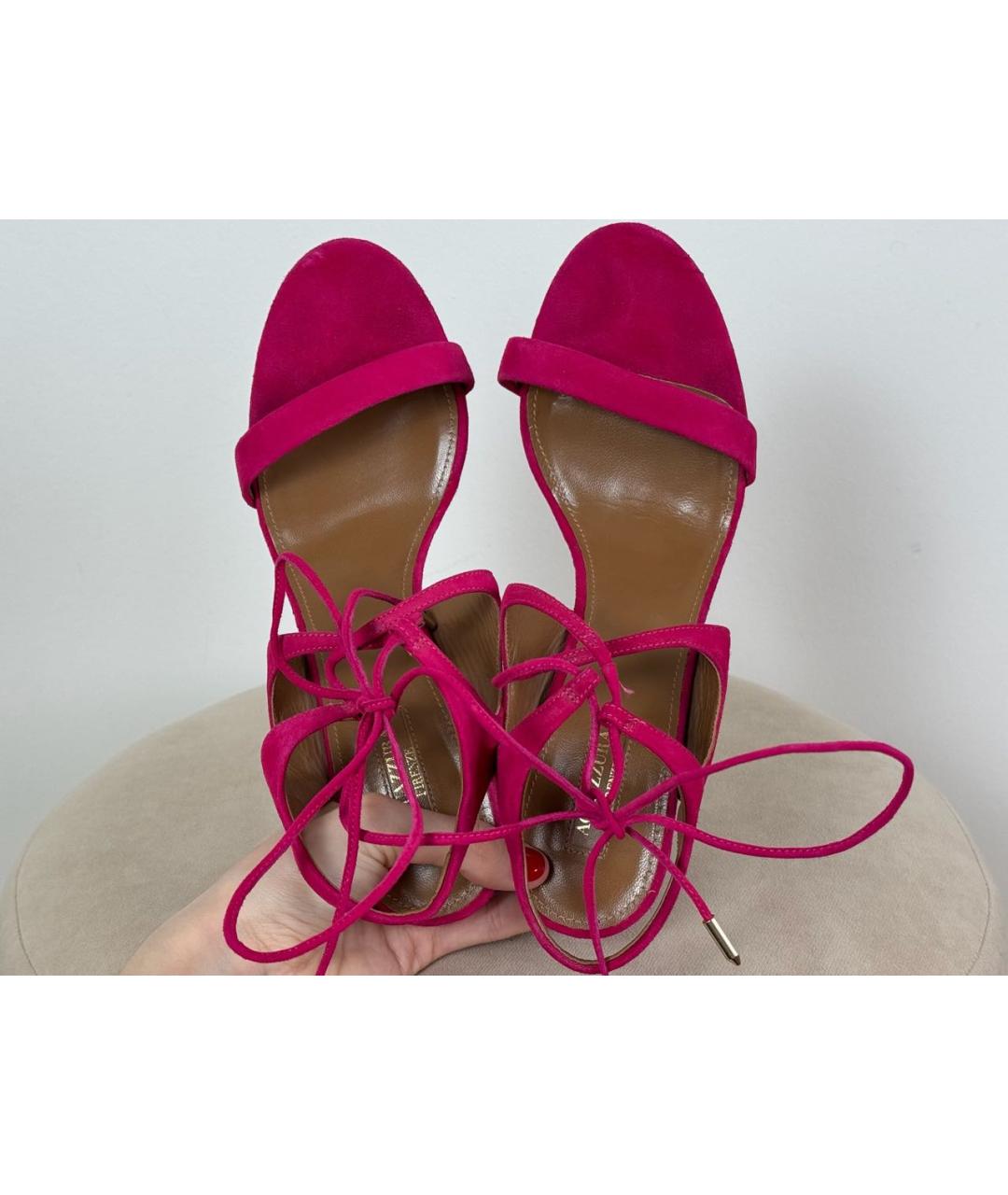 AQUAZZURA Розовые замшевые босоножки, фото 8