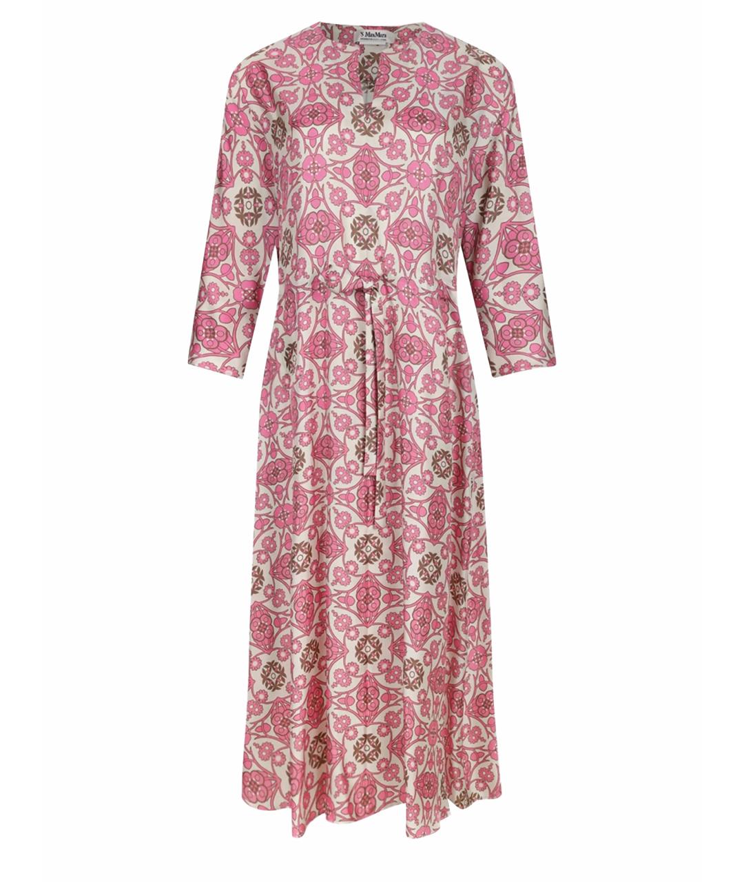 'S MAX MARA Розовое шелковое повседневное платье, фото 1