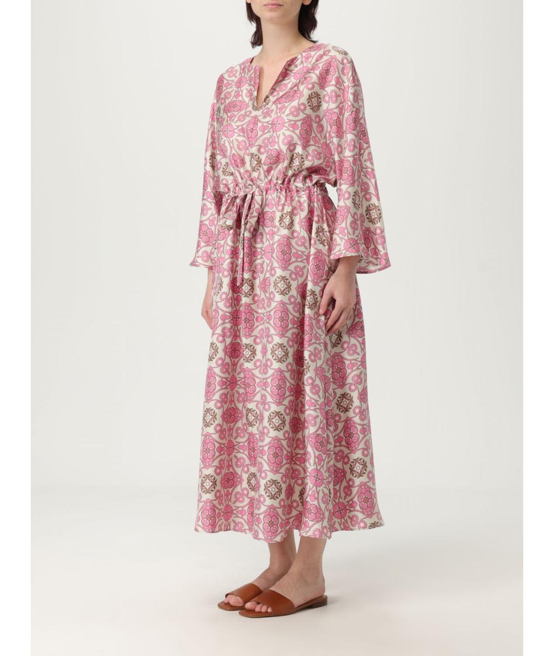 'S MAX MARA Розовое шелковое повседневное платье, фото 4