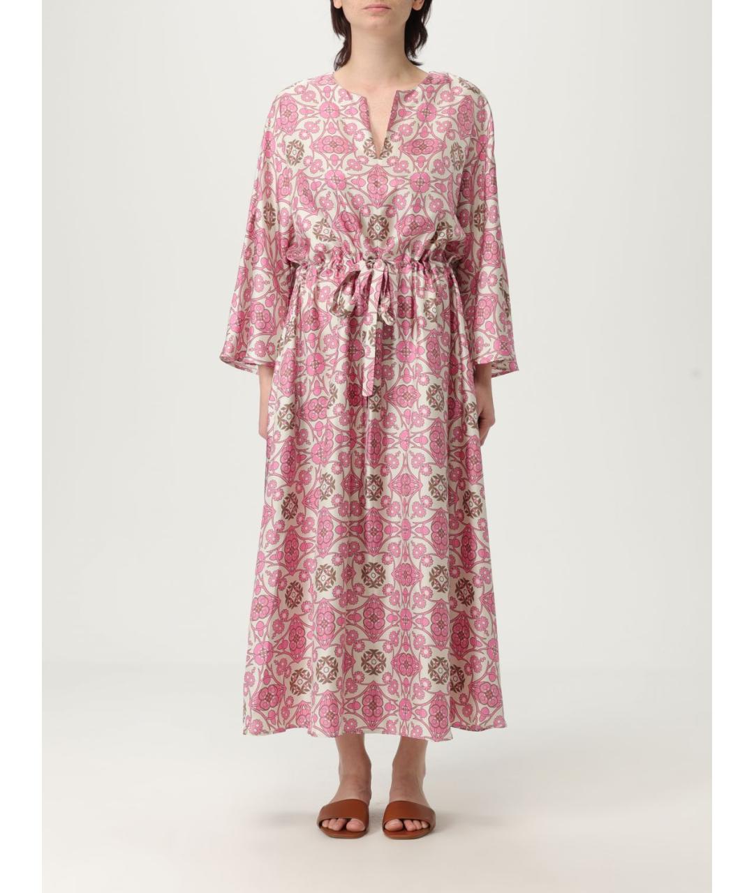 'S MAX MARA Розовое шелковое повседневное платье, фото 2