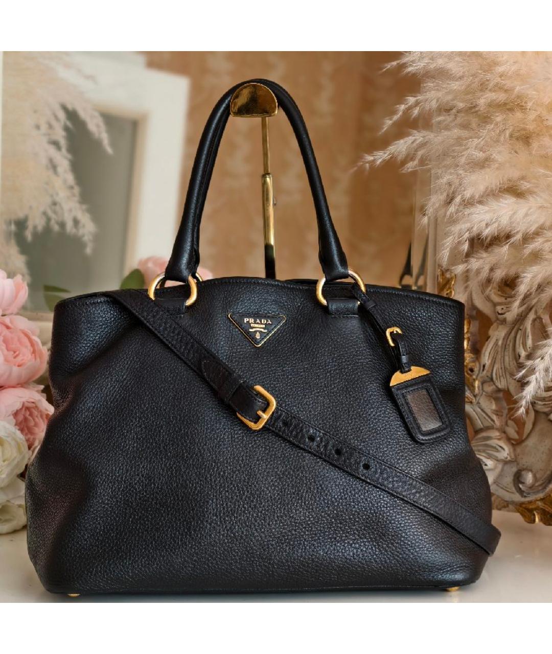 PRADA Черная кожаная сумка с короткими ручками, фото 9