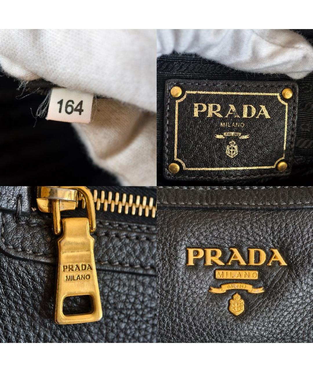 PRADA Черная кожаная сумка с короткими ручками, фото 5