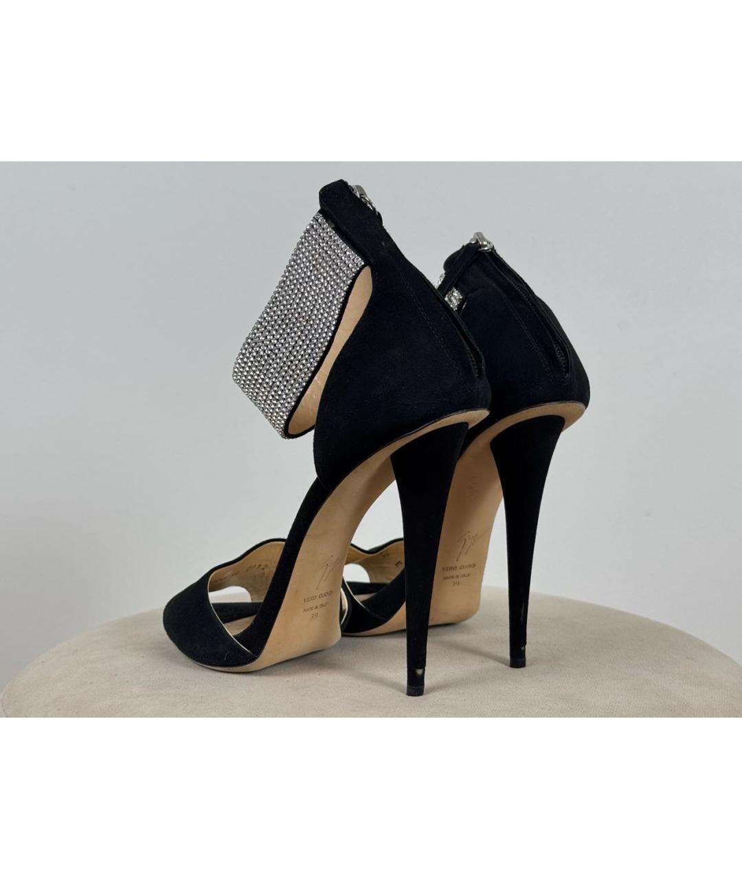 GIUSEPPE ZANOTTI DESIGN Черные замшевые босоножки, фото 7
