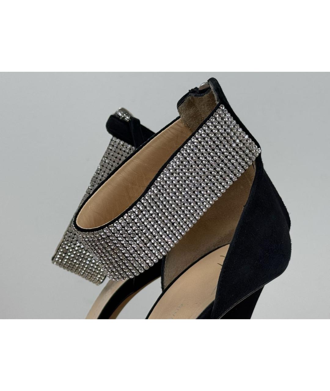 GIUSEPPE ZANOTTI DESIGN Черные замшевые босоножки, фото 4