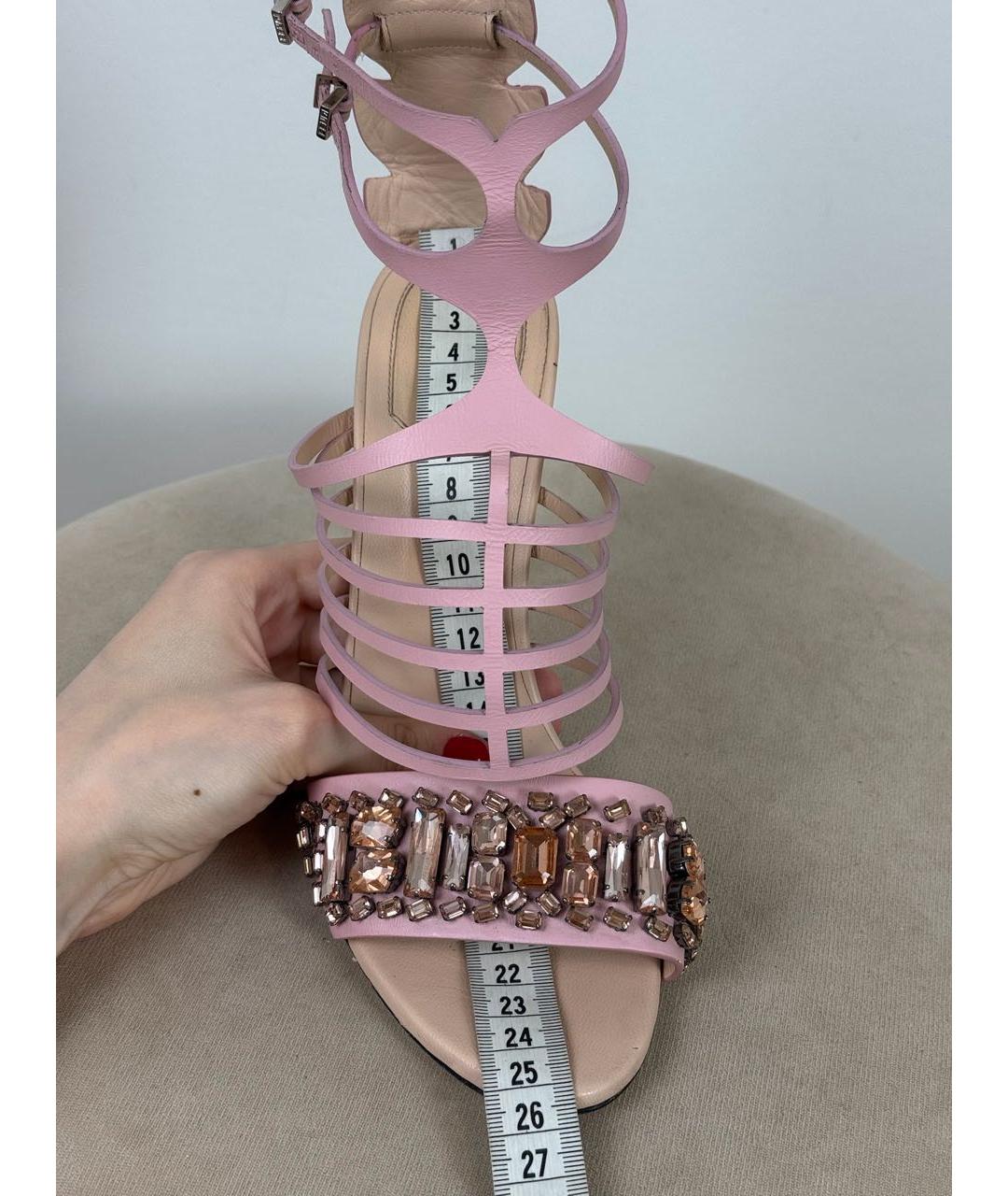 FENDI Коралловые кожаные босоножки, фото 6