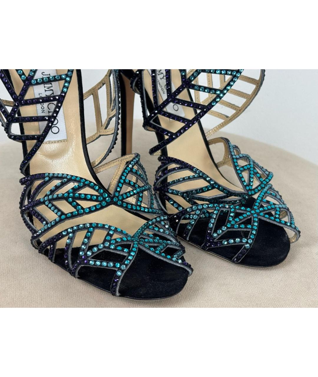 JIMMY CHOO Черные кожаные босоножки, фото 3