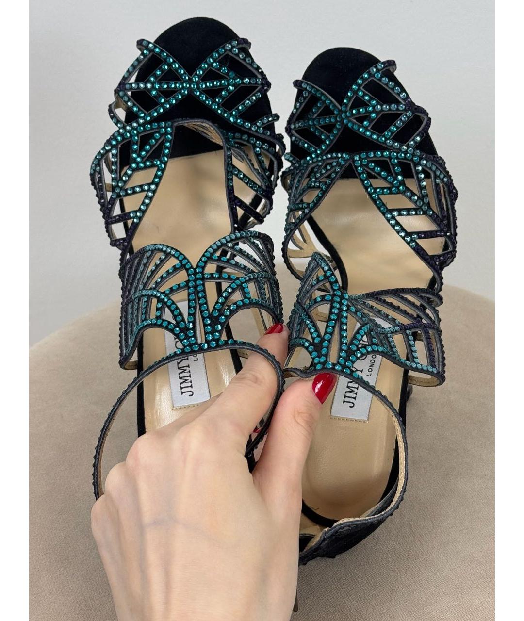 JIMMY CHOO Черные кожаные босоножки, фото 7