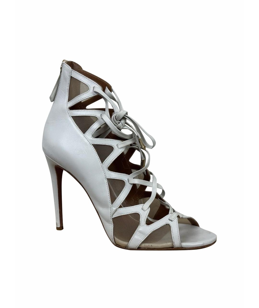 AQUAZZURA Белые кожаные босоножки, фото 1