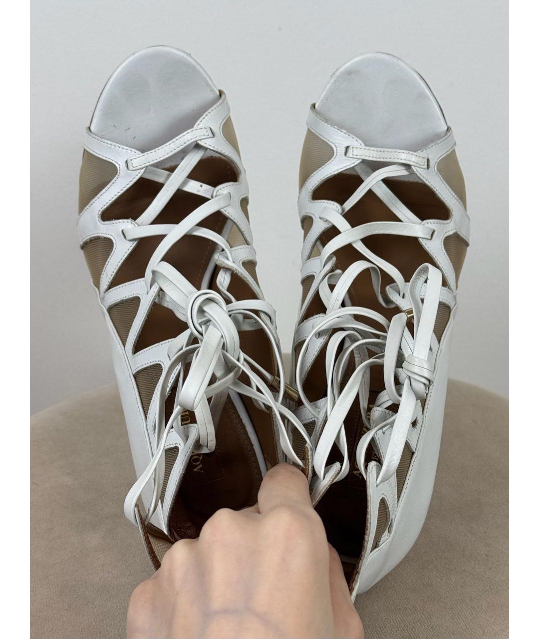 AQUAZZURA Белые кожаные босоножки, фото 3