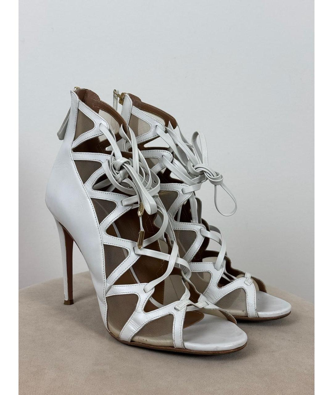 AQUAZZURA Белые кожаные босоножки, фото 8