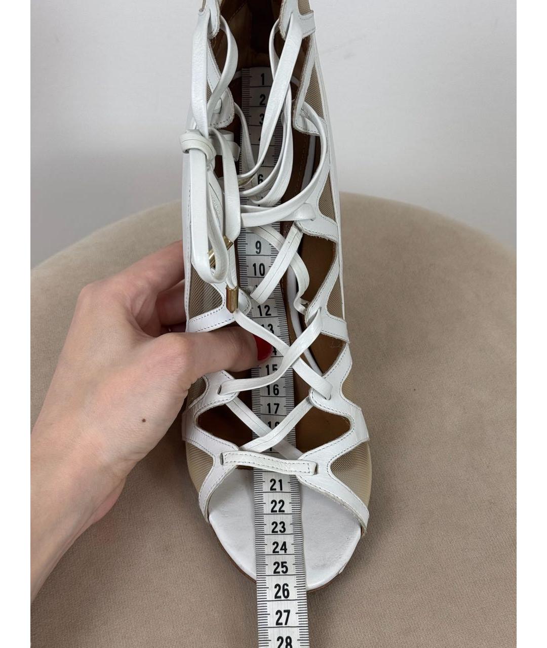 AQUAZZURA Белые кожаные босоножки, фото 4